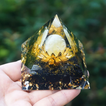 Load image into Gallery viewer, Citrine Crystal Sphere With Obsidian Quartz Pyramid