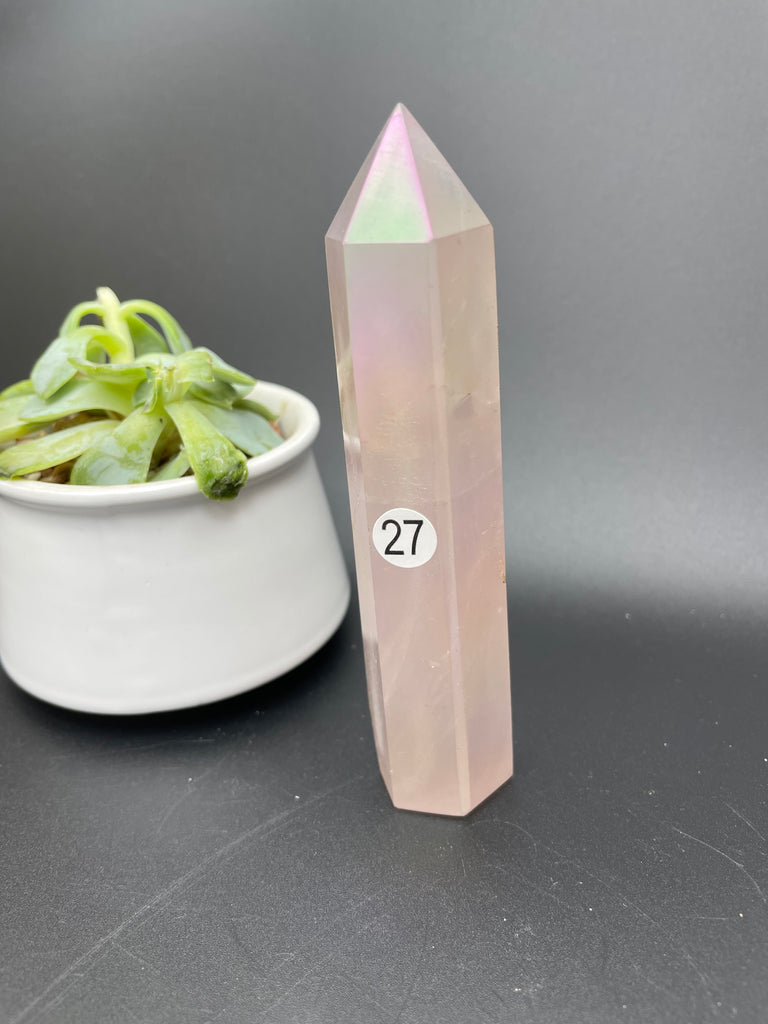 Aura rose quartz tower