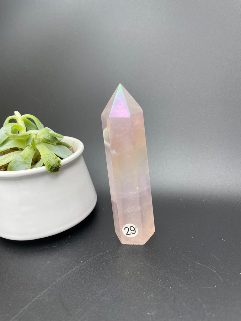 Aura rose quartz tower