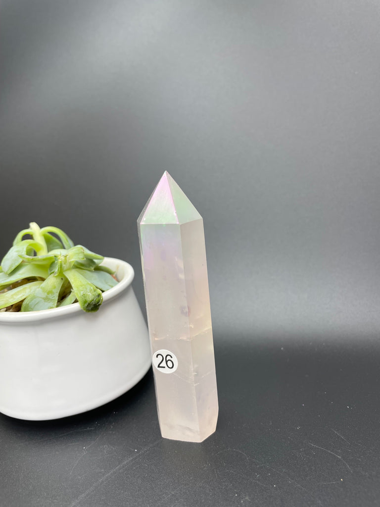 Aura rose quartz tower