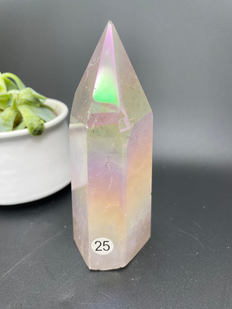 Aura rose quartz tower