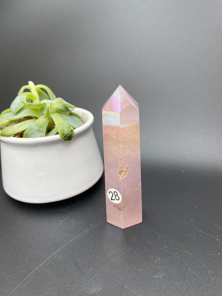 Aura rose quartz tower