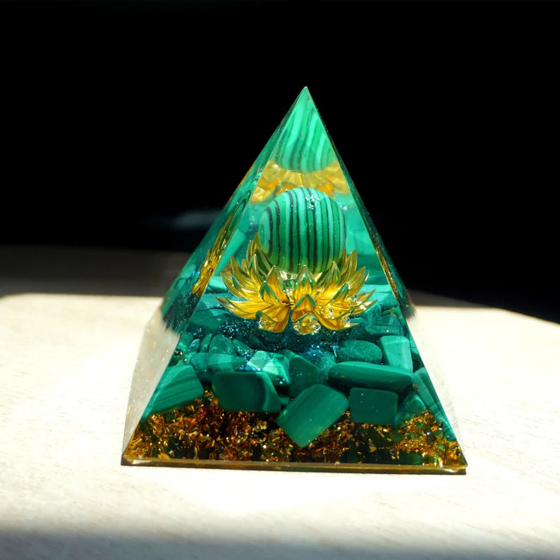 Orgone Pyramid ,Crystal Malachite