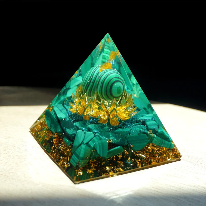 Orgone Pyramid ,Crystal Malachite